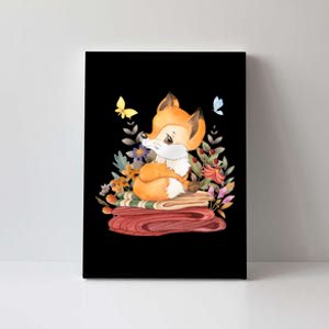 Cute Floral Restful Fox Butterfly Canvas