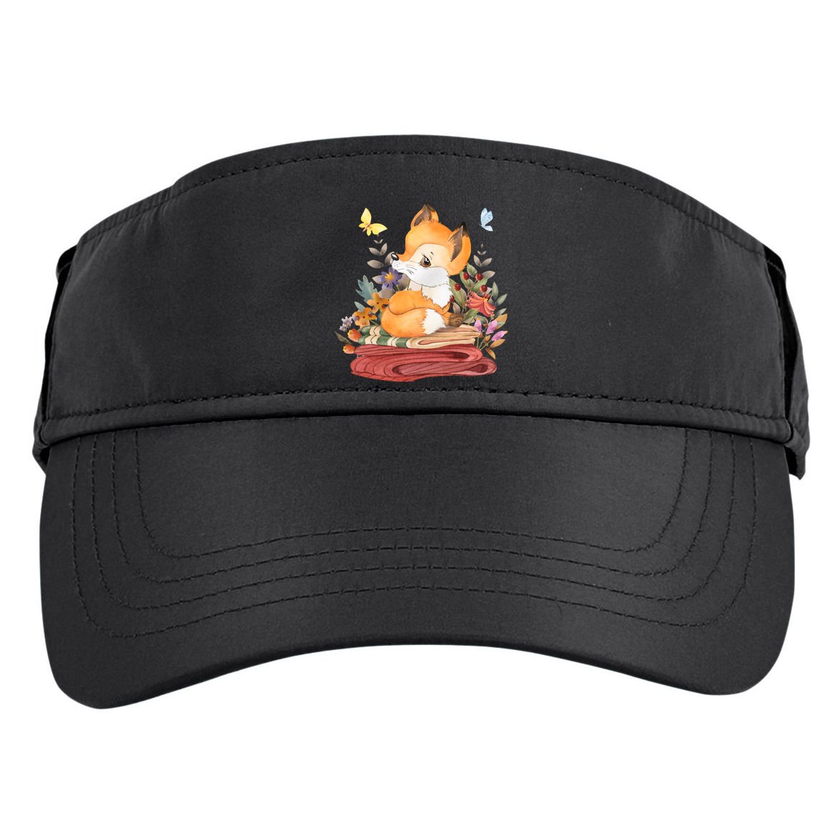 Cute Floral Restful Fox Butterfly Adult Drive Performance Visor