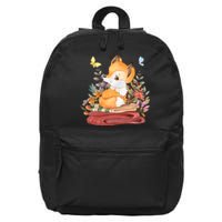 Cute Floral Restful Fox Butterfly 16 in Basic Backpack