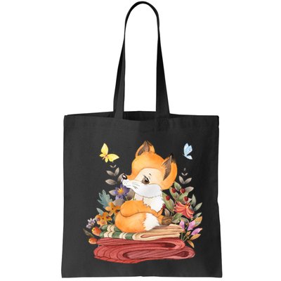 Cute Floral Restful Fox Butterfly Bag