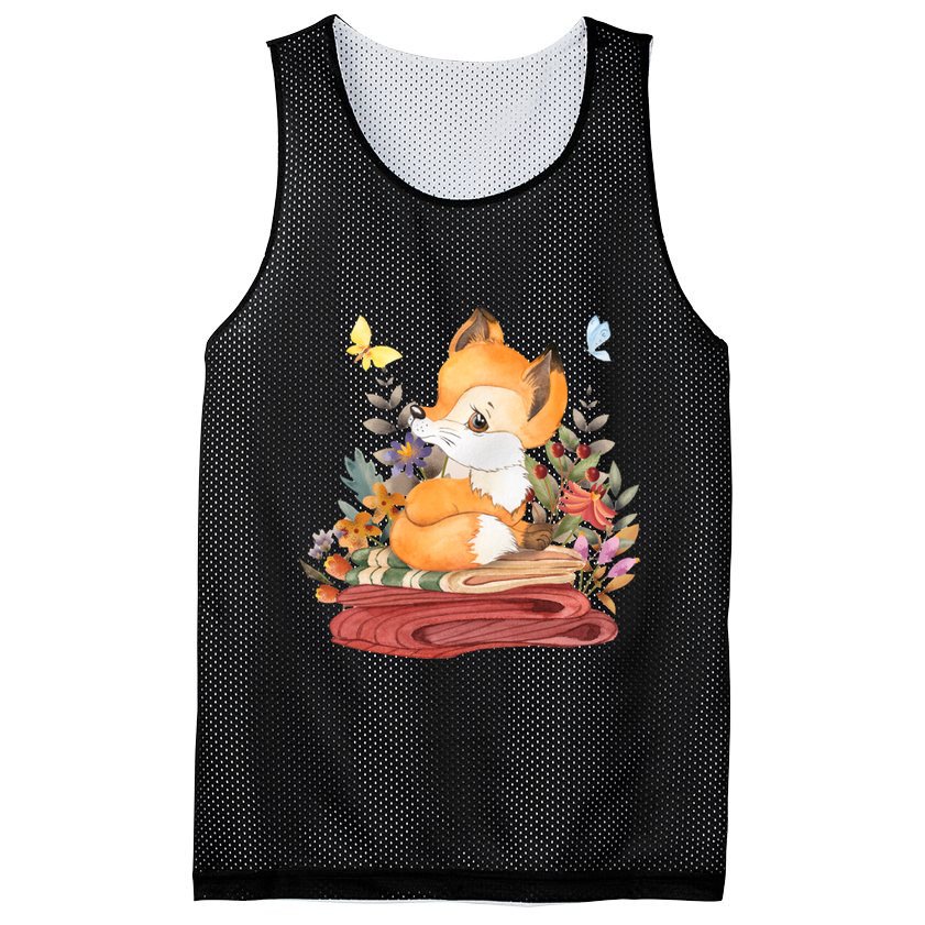 Cute Floral Restful Fox Butterfly Mesh Reversible Basketball Jersey Tank