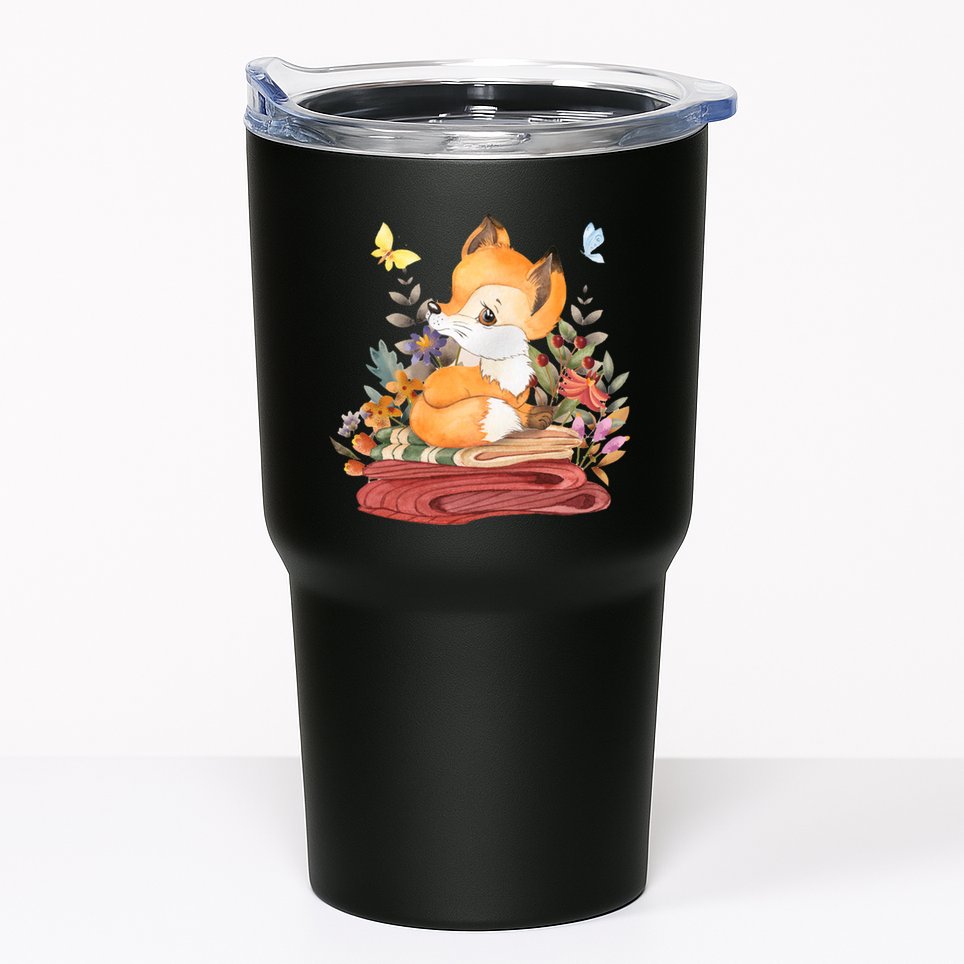 Cute Floral Restful Fox Butterfly Tumbler