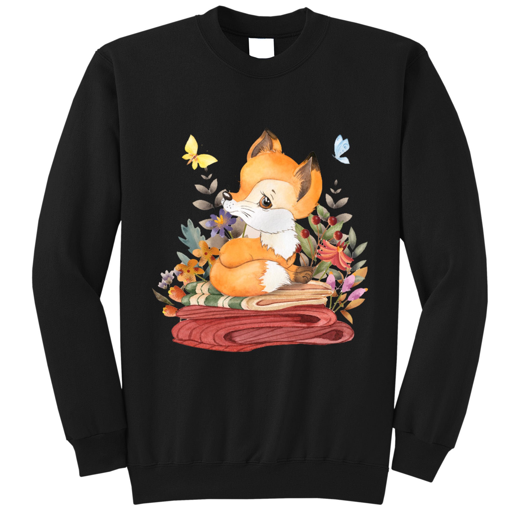 Cute Floral Restful Fox Butterfly Tall Sweatshirt