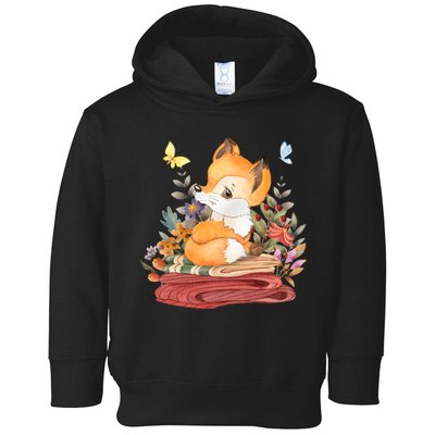 Cute Floral Restful Fox Butterfly Toddler Hoodie