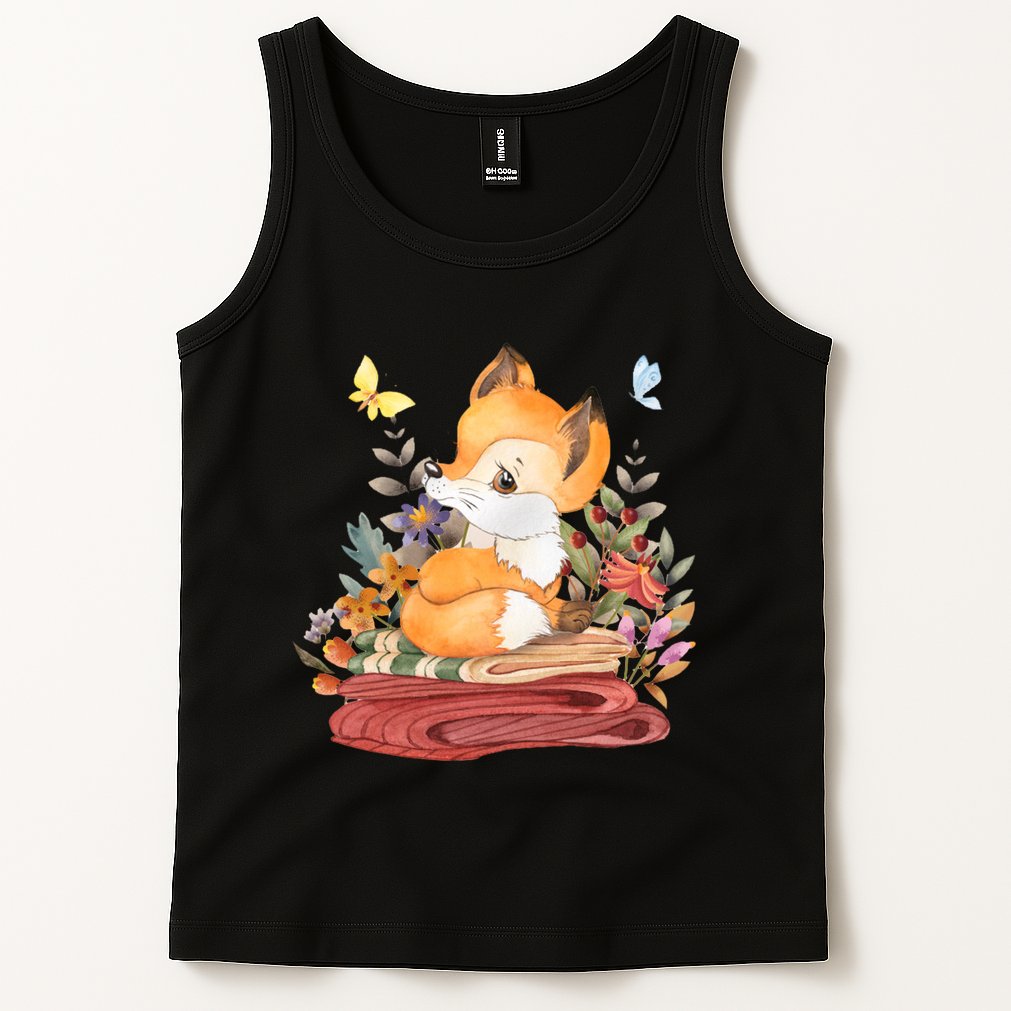 Cute Floral Restful Fox Butterfly Tank Top