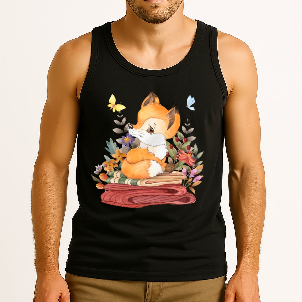 Cute Floral Restful Fox Butterfly Tank Top