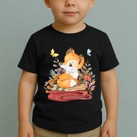 Cute Floral Restful Fox Butterfly Toddler T-Shirt