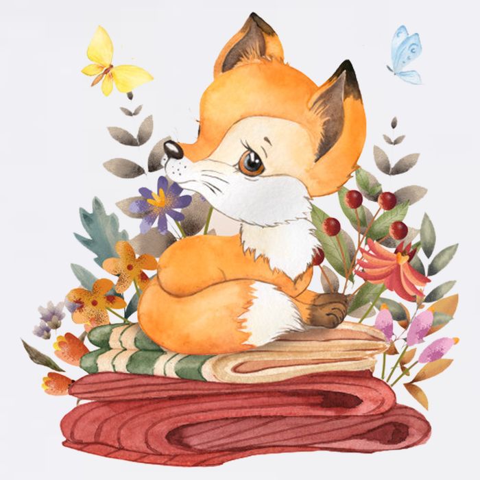 Cute Floral Restful Fox Butterfly Garment-Dyed Sweatshirt