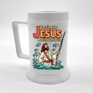 Christian Fisherman Religious Fishing Lover Jesus Christ Beer Stein