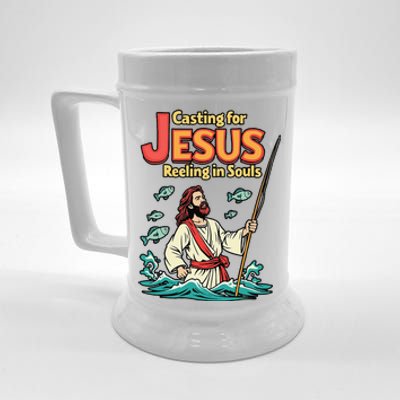 Christian Fisherman Religious Fishing Lover Jesus Christ Beer Stein