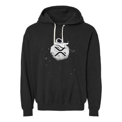 Cryptocurrency Fun Relaxing Space Man On Xrp Crypto Moon Garment-Dyed Fleece Hoodie