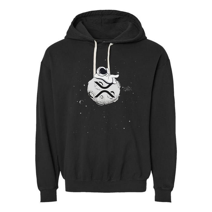 Cryptocurrency Fun Relaxing Space Man On Xrp Crypto Moon Garment-Dyed Fleece Hoodie
