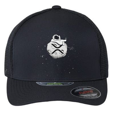 Cryptocurrency Fun Relaxing Space Man On Xrp Crypto Moon Flexfit Unipanel Trucker Cap