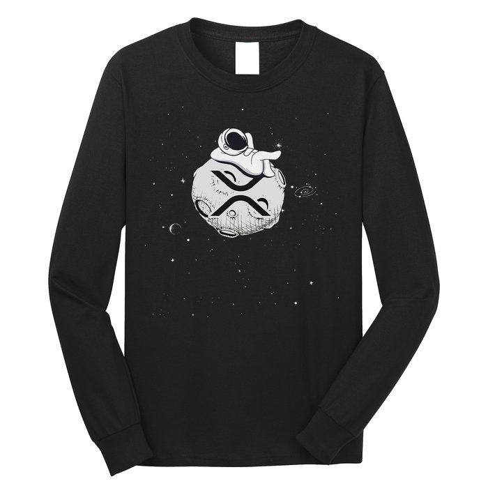 Cryptocurrency Fun Relaxing Space Man On Xrp Crypto Moon Long Sleeve Shirt