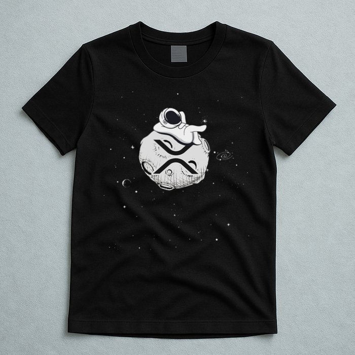 Cryptocurrency Fun Relaxing Space Man On Xrp Crypto Moon T-Shirt
