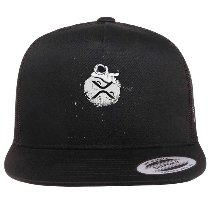 Cryptocurrency Fun Relaxing Space Man On Xrp Crypto Moon Flat Bill Trucker Hat