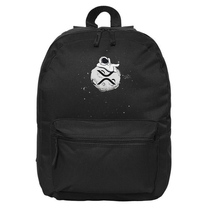 Cryptocurrency Fun Relaxing Space Man On Xrp Crypto Moon 16 in Basic Backpack