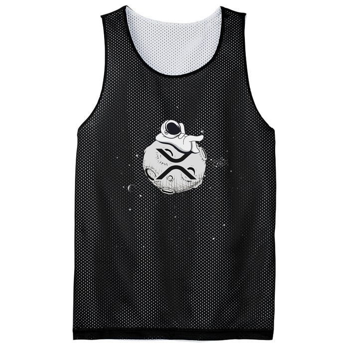 Cryptocurrency Fun Relaxing Space Man On Xrp Crypto Moon Mesh Reversible Basketball Jersey Tank