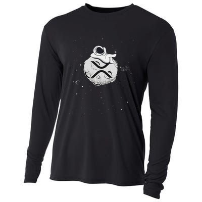 Cryptocurrency Fun Relaxing Space Man On Xrp Crypto Moon Cooling Performance Long Sleeve Crew