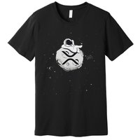 Cryptocurrency Fun Relaxing Space Man On Xrp Crypto Moon Premium T-Shirt