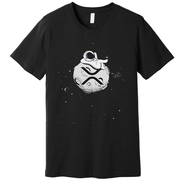 Cryptocurrency Fun Relaxing Space Man On Xrp Crypto Moon Premium T-Shirt