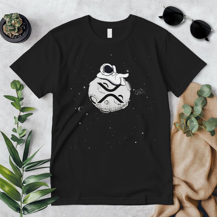 Cryptocurrency Fun Relaxing Space Man On Xrp Crypto Moon Premium T-Shirt