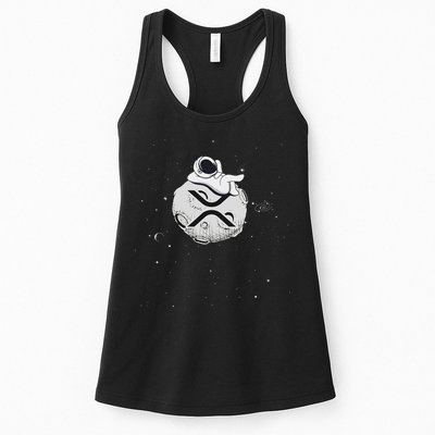 Cryptocurrency Fun Relaxing Space Man On Xrp Crypto Moon Womens Tank Top