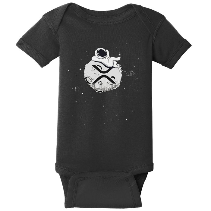 Cryptocurrency Fun Relaxing Space Man On Xrp Crypto Moon Baby Bodysuit