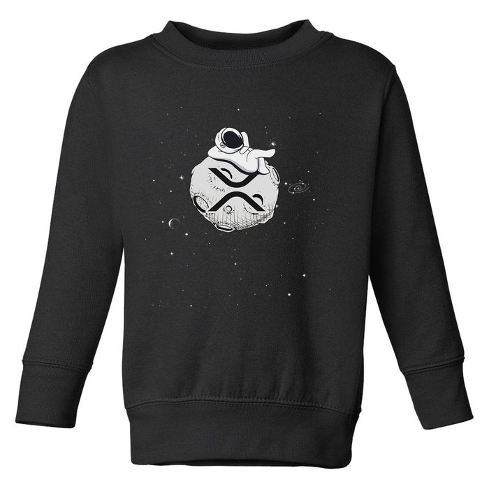 Cryptocurrency Fun Relaxing Space Man On Xrp Crypto Moon Toddler Sweatshirt
