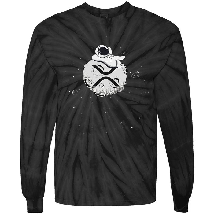 Cryptocurrency Fun Relaxing Space Man On Xrp Crypto Moon Tie-Dye Long Sleeve Shirt