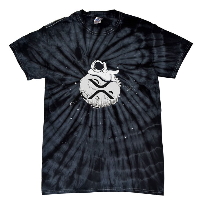 Cryptocurrency Fun Relaxing Space Man On Xrp Crypto Moon Tie-Dye T-Shirt