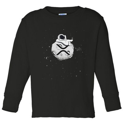 Cryptocurrency Fun Relaxing Space Man On Xrp Crypto Moon Toddler Long Sleeve Shirt