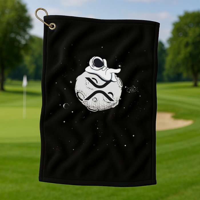 Cryptocurrency Fun Relaxing Space Man On Xrp Crypto Moon Golf Towel