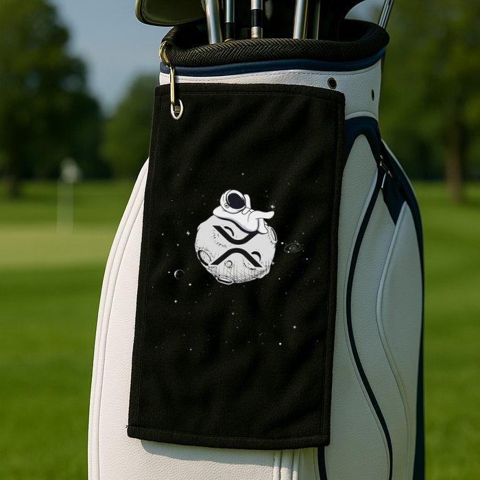 Cryptocurrency Fun Relaxing Space Man On Xrp Crypto Moon Golf Towel