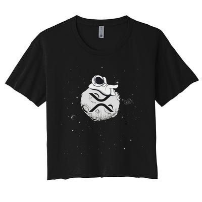 Cryptocurrency Fun Relaxing Space Man On Xrp Crypto Moon Crop Top