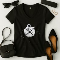 Cryptocurrency Fun Relaxing Space Man On Xrp Crypto Moon Women's V-Neck T-Shirt