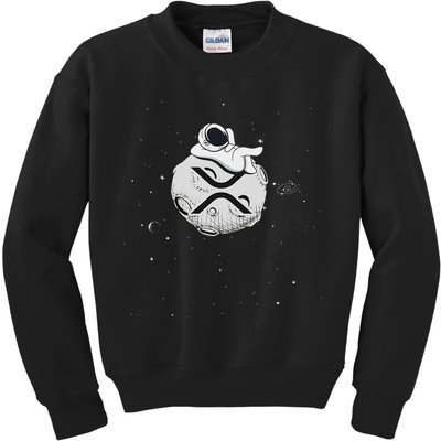 Cryptocurrency Fun Relaxing Space Man On Xrp Crypto Moon Kids Sweatshirt