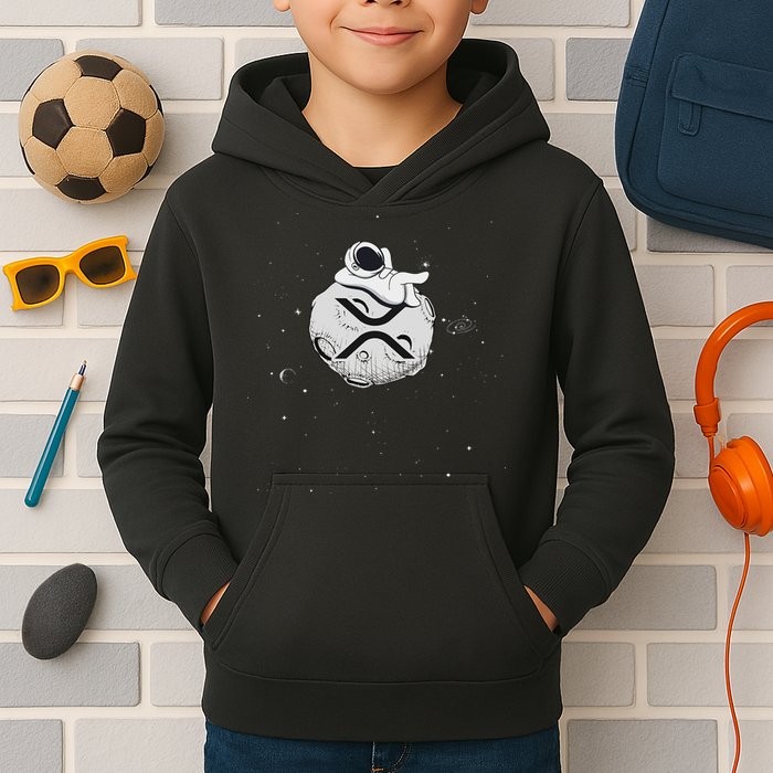 Cryptocurrency Fun Relaxing Space Man On Xrp Crypto Moon Kids Hoodie