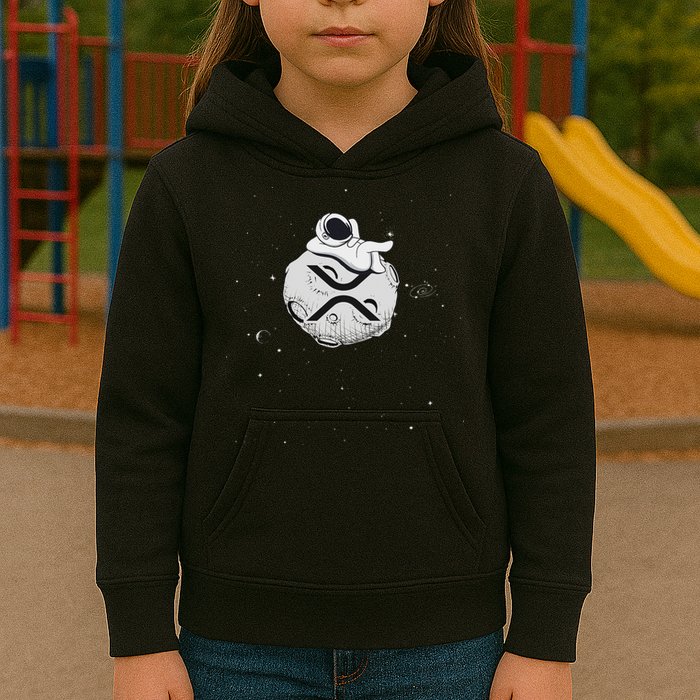 Cryptocurrency Fun Relaxing Space Man On Xrp Crypto Moon Kids Hoodie