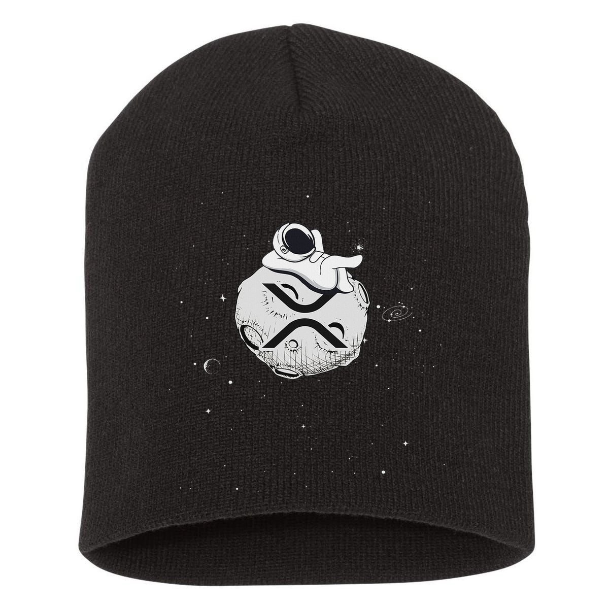 Cryptocurrency Fun Relaxing Space Man On Xrp Crypto Moon Short Acrylic Beanie