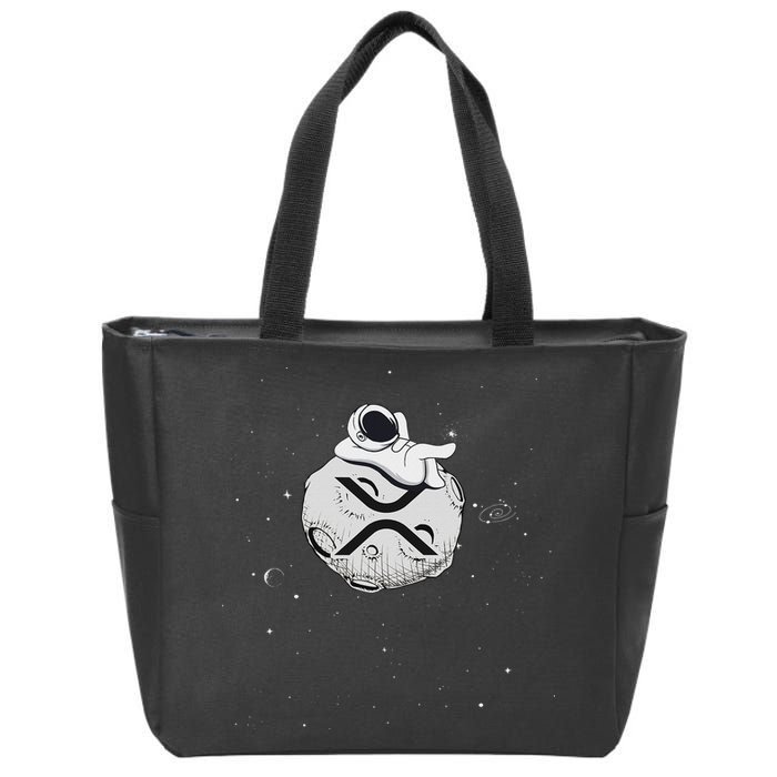 Cryptocurrency Fun Relaxing Space Man On Xrp Crypto Moon Zip Tote Bag