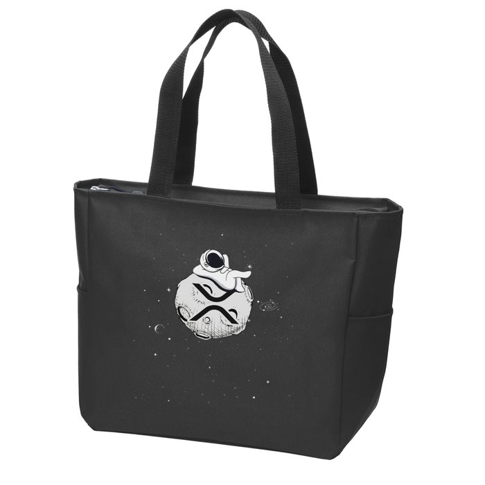 Cryptocurrency Fun Relaxing Space Man On Xrp Crypto Moon Zip Tote Bag