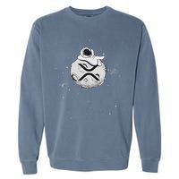 Cryptocurrency Fun Relaxing Space Man On Xrp Crypto Moon Garment-Dyed Sweatshirt