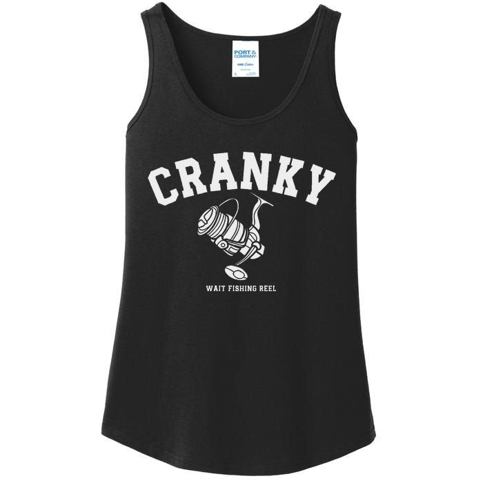 Cranky Fishing Reel Pun Humor Fishermen Hoilday Ladies Essential Tank