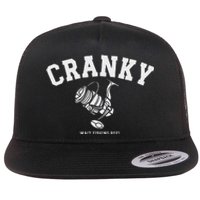 Cranky Fishing Reel Pun Humor Fishermen Hoilday Flat Bill Trucker Hat