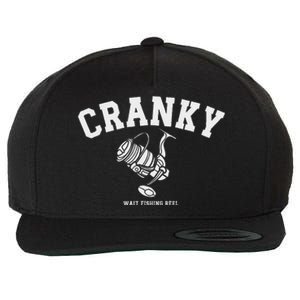 Cranky Fishing Reel Pun Humor Fishermen Hoilday Wool Snapback Cap