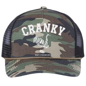 Cranky Fishing Reel Pun Humor Fishermen Hoilday Retro Rope Trucker Hat Cap