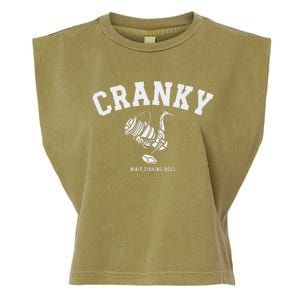 Cranky Fishing Reel Pun Humor Fishermen Hoilday Garment-Dyed Women's Muscle Tee