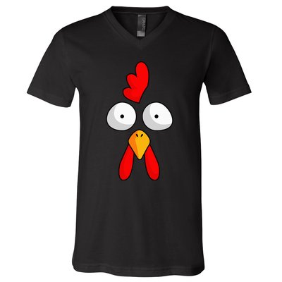 Chicken Face Rooster Halloween Costume Farm Poultry V-Neck T-Shirt