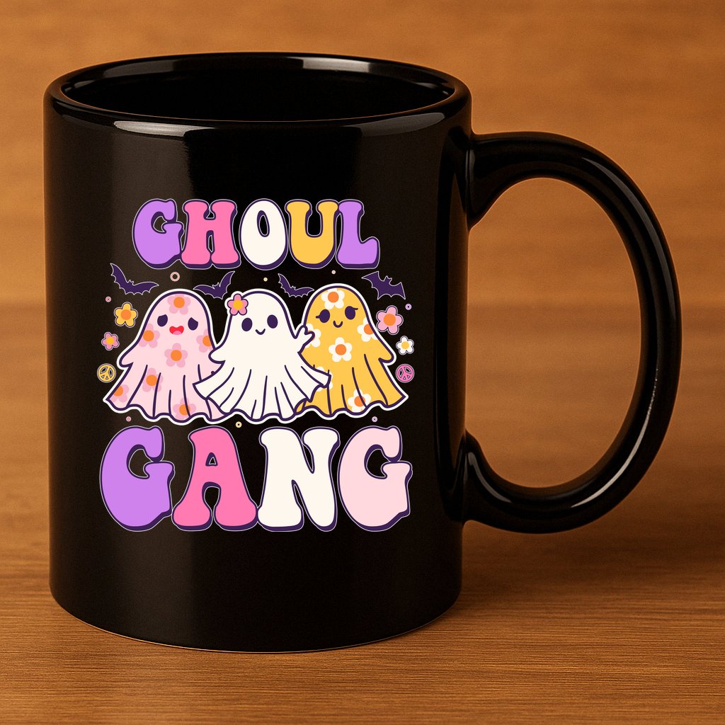 Cute Funny Retro Ghoul Gang Ghosts 11oz C Handle Ceramic Mug